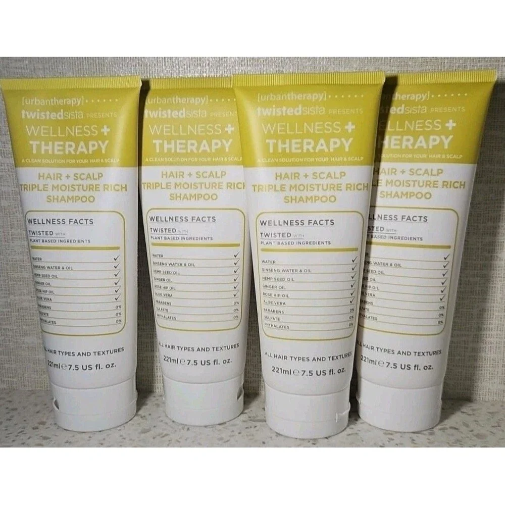 Lot Of 4 Twisted Sista Wellness +Therapy Hair Scalp Triple Moisture Rich Shampoo